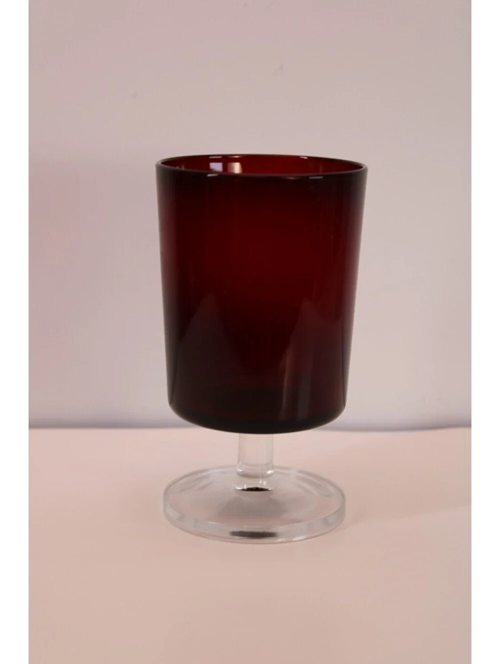 Vtg MCM Luminarc Cavalier Dark Ruby Red Wine Glasses 6